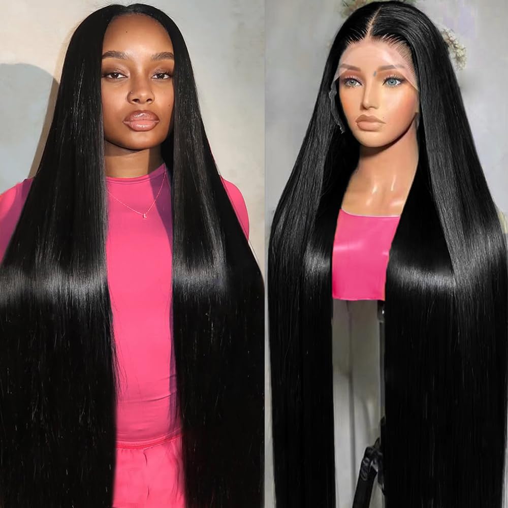 Encharm 13X4 Transparent Lace Natural Color Straight Wig 180% Density Human Hair