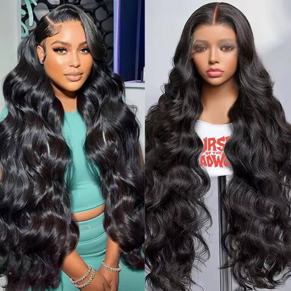 Encharm 13X4 Transparent Lace Natural Color Body Wave Wig 180% Density Human Hair