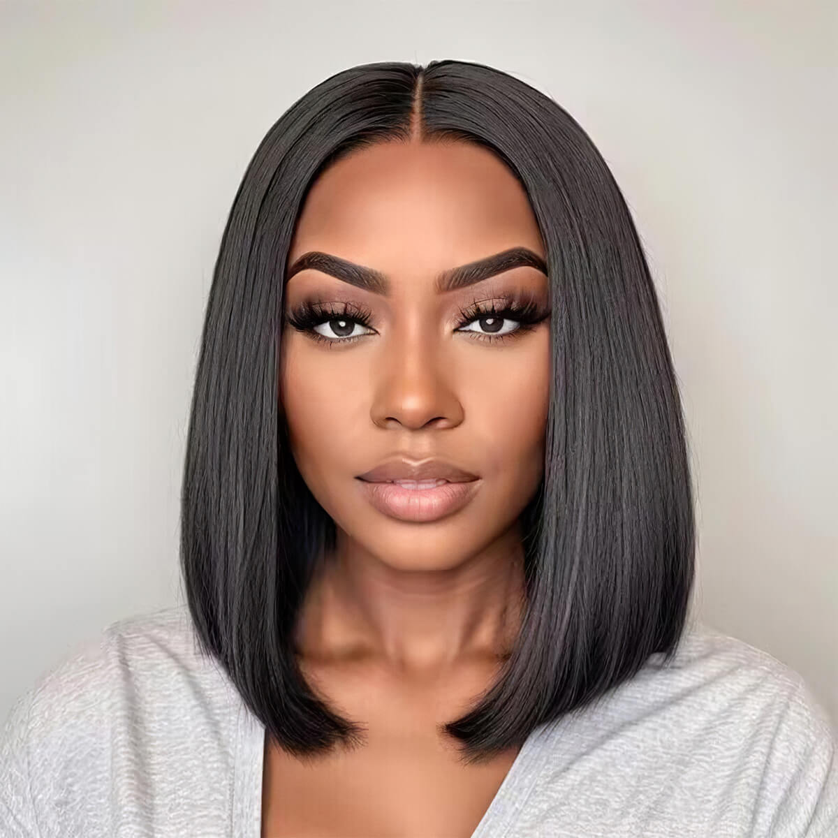 Encharm 4x4 Transparent Lace Straight Bob Wig Natural Black Closure Bob Wig 180% Density