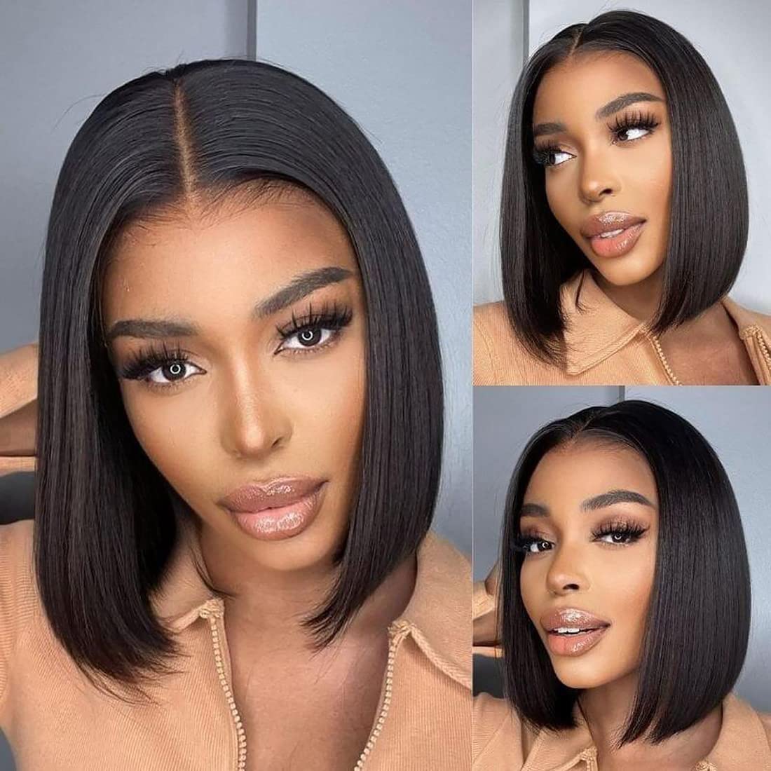 Encharm 5X5 HD Lace Super Double Drawn Straight Bob Wig Natural Color Human Hair