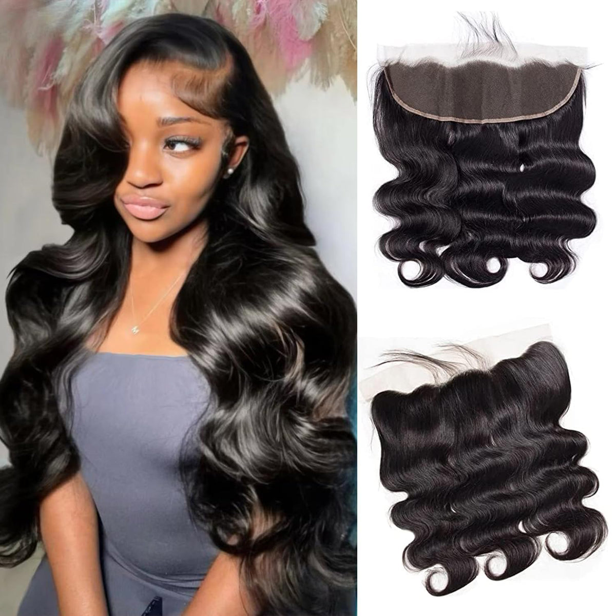 Encharm 13X4 Transparent Lace Frontal With Baby Hair Free Part 100% Virgin Human Hair Body Wave