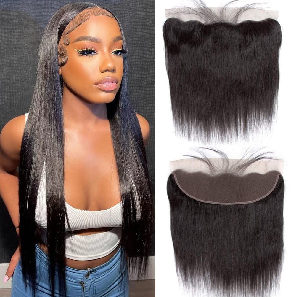Encharm 13X4 Transparent Lace Frontal With Baby Hair Free Part 100% Virgin Human Hair Straight