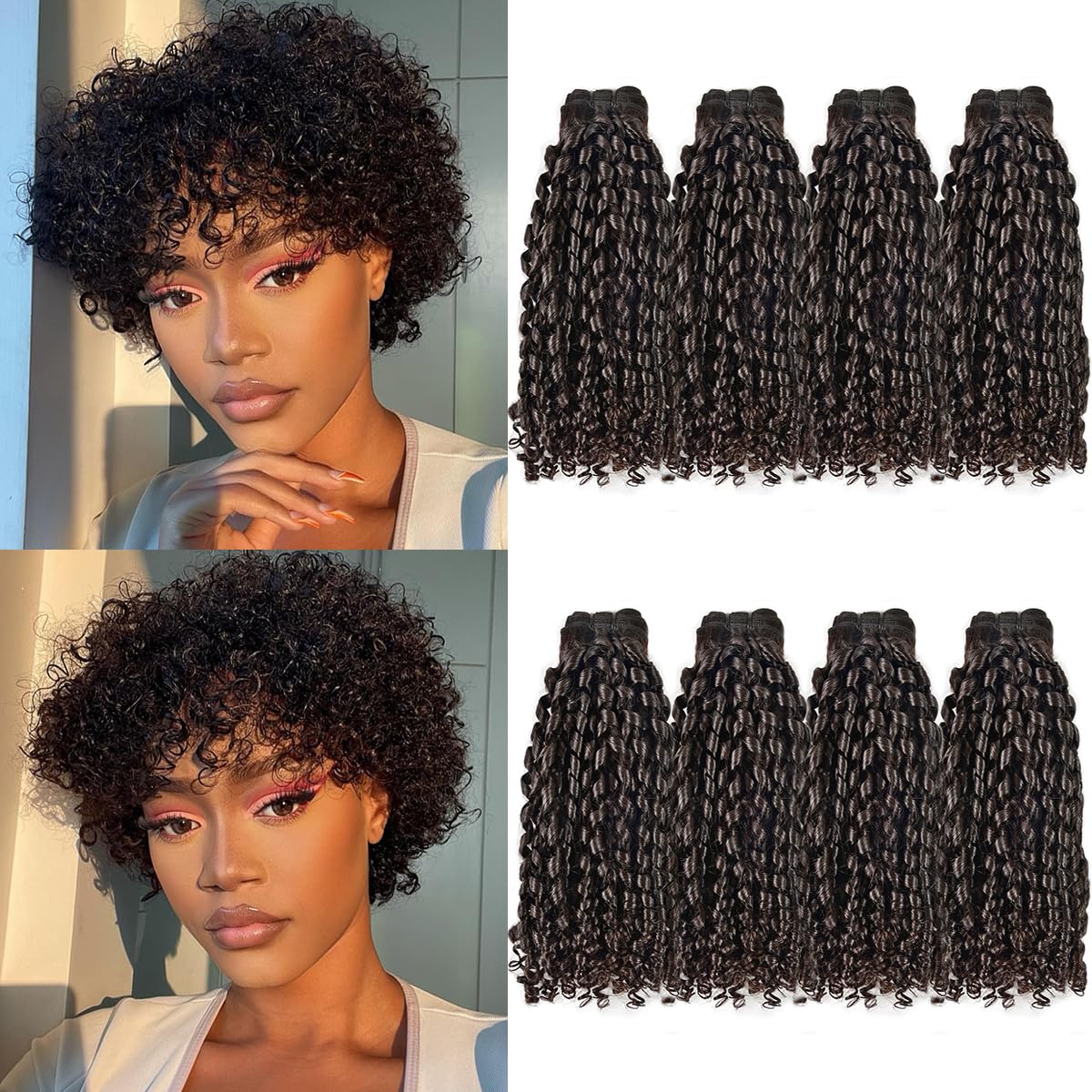 Encharm Pixie Curly Bundles Human Hair Unprocessed Virgin Hair