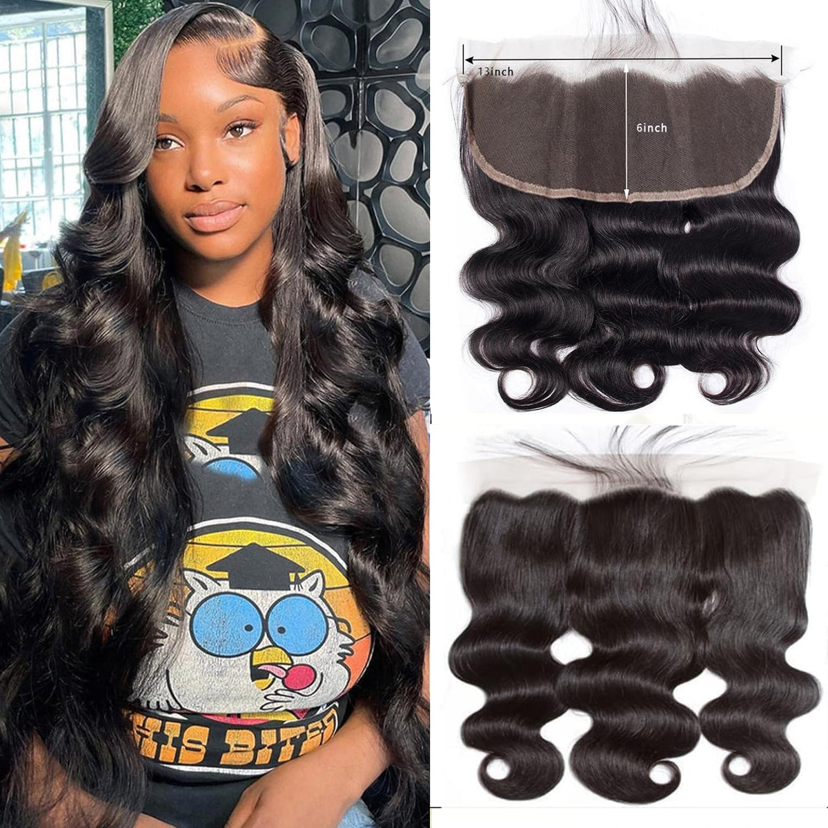 Encharm 13X6 HD Lace Frontal Body Wave With Baby Hair Free Part 100% Virgin Human Hair