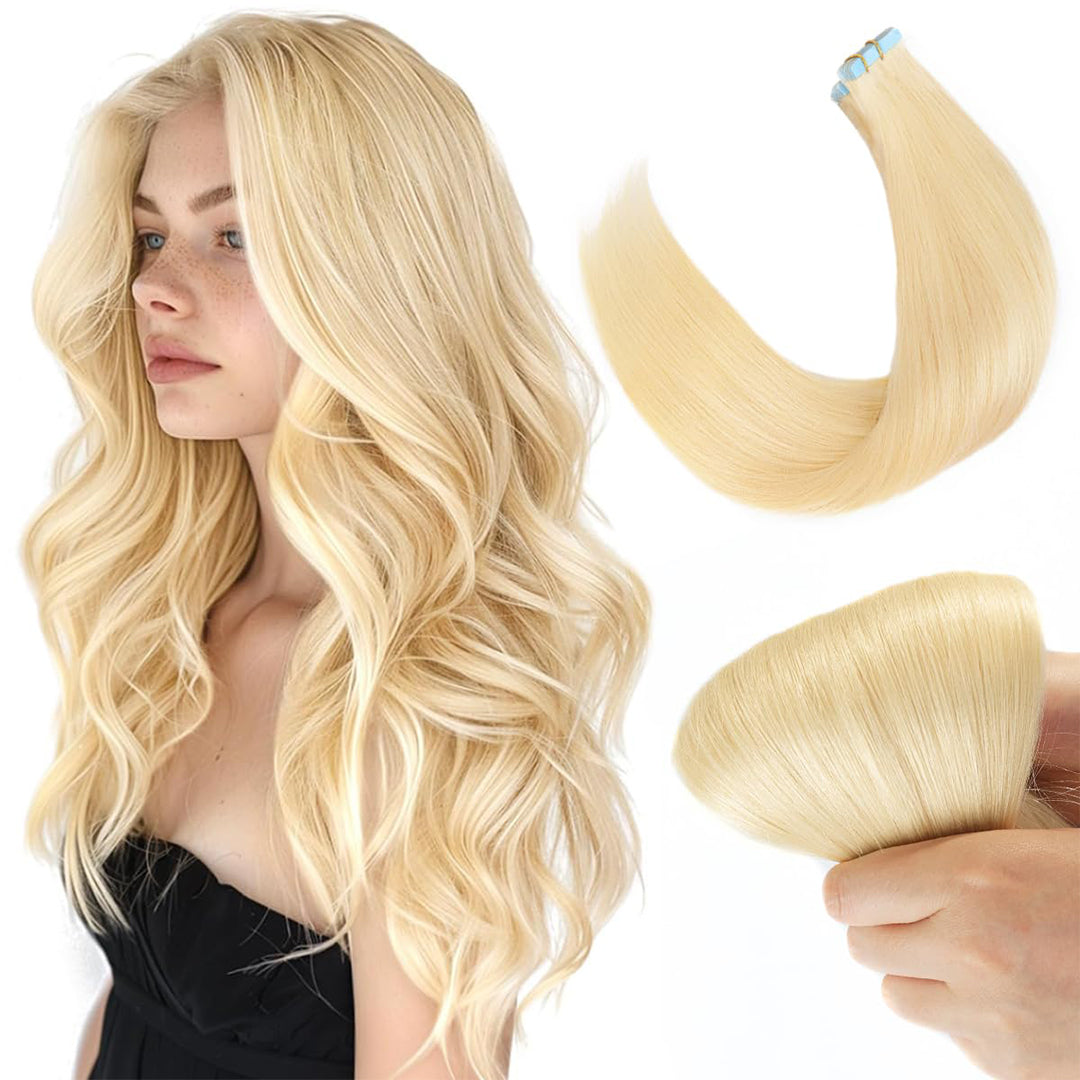 Encharm Tape Ins Straight Human Hair Extensions 613# Color