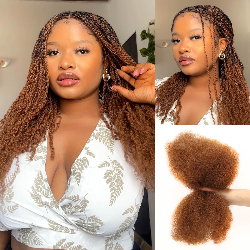 Encharm 30# Color Afro kinky Bulk Hair Extensions For Braiding Dreadlock Human Hair