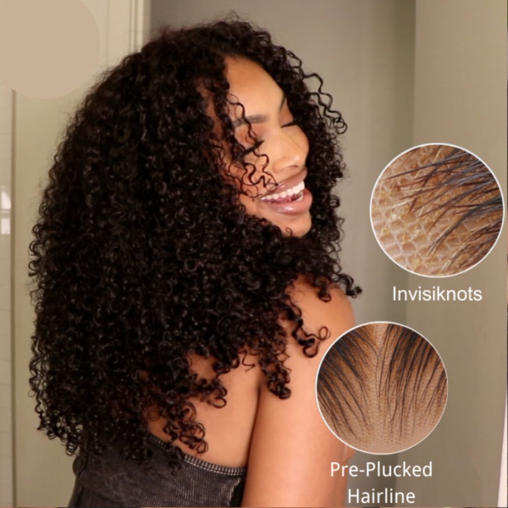 Bye-Bye Knots Wig 7x5 Glueless Lace Curly Wig With Bleached Invisible Knots 180% Density