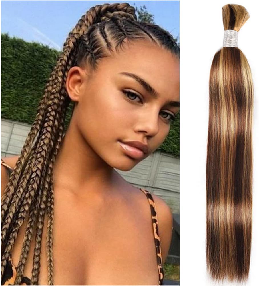 Encharm Straight P4/27# Human Hair Bulk Hair Extension For Boho