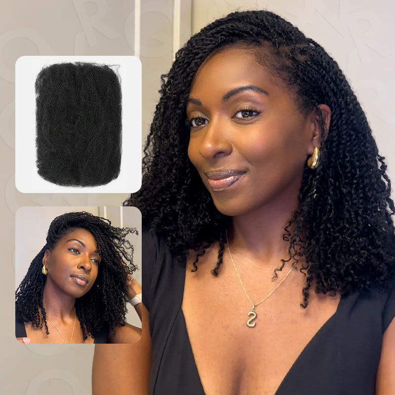 Encharm Natural Black Afro kinky Bulk Hair Extensions For Braiding Dreadlock Human Hair