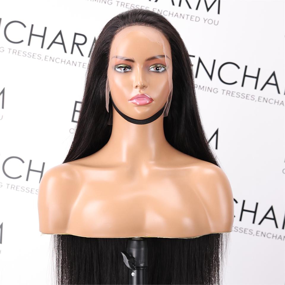 Pre-plucked GLUELESS HD Straight Wigs Natural Black Human Hair Pre-plucked 180% Density