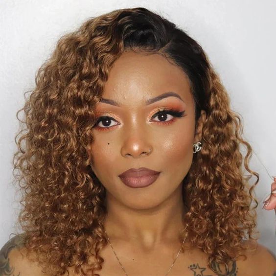 Glueless Ombre Brown T1B/30 Kinky Curly Minimalist HD Lace Wig