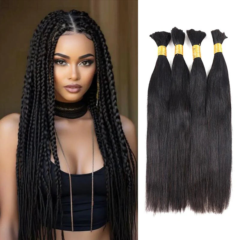 Encharm Silk Straight Human Hair Bulk Hair Extension For Boho